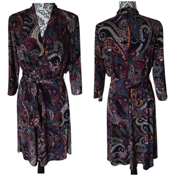 Nicole Miller Dresses & Skirts - Nicole Miller Studio faux wrap paisley dress size 14
